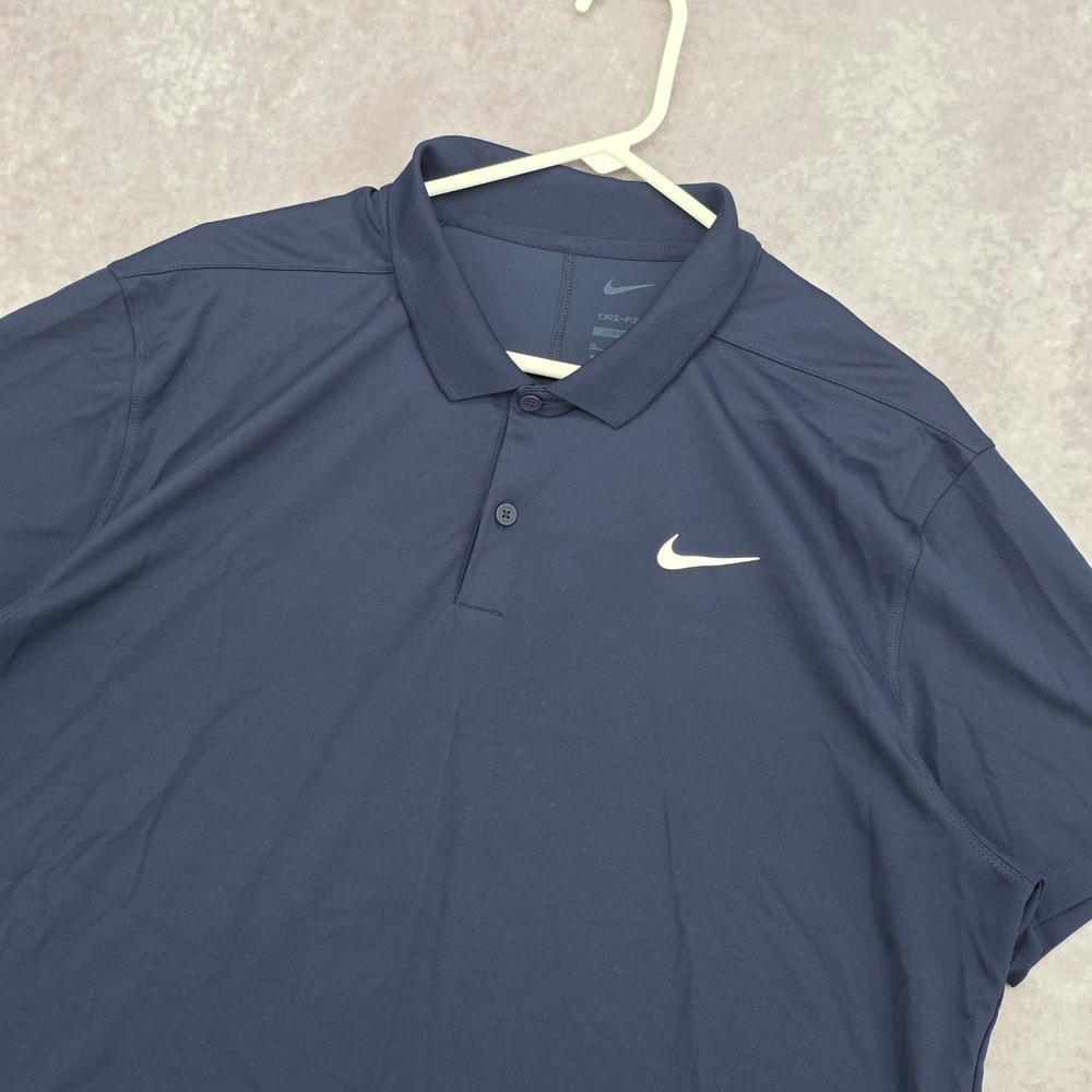 Nike Golf Polo Shirt Mens XL Dri-FIT Slim Fit Navy Blue Short Sleeve Swoosh